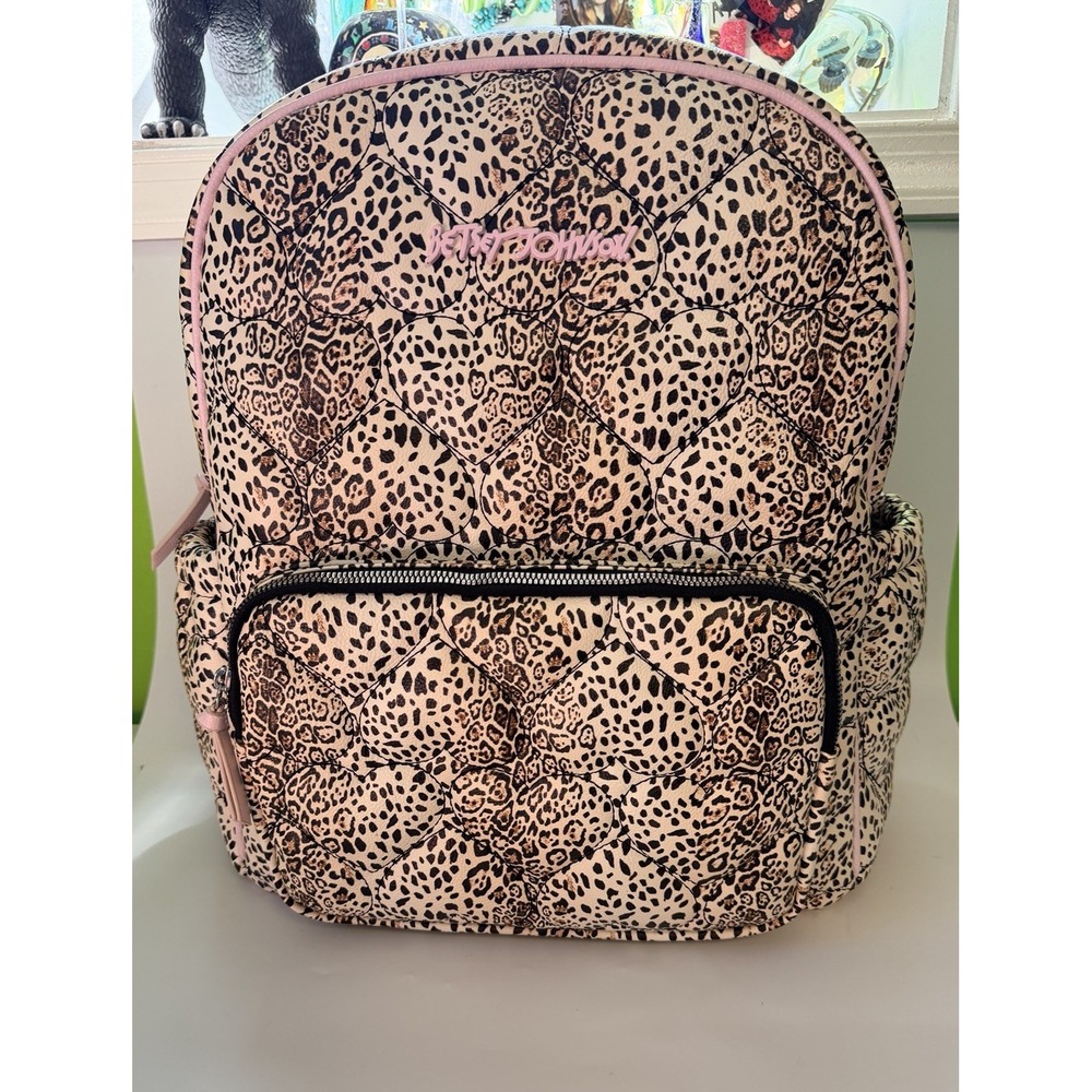 Betsey Johnson Diaper Bag Travel Backpack Leopard Print Changing Pad XL NWOT